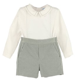 Luli & Me Cozy Green Cord Shortall Set