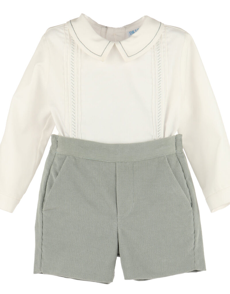 Luli & Me Cozy Green Cord Shortall Set