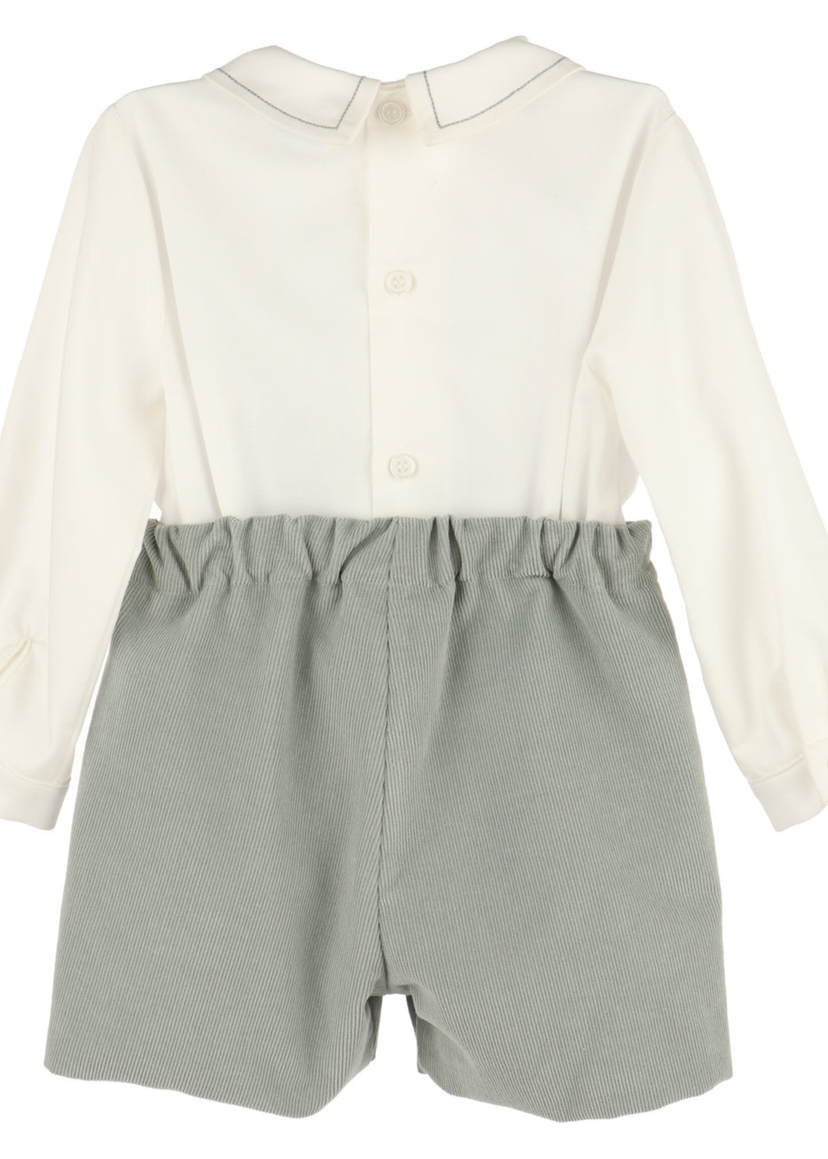 Luli & Me Cozy Green Cord Shortall Set