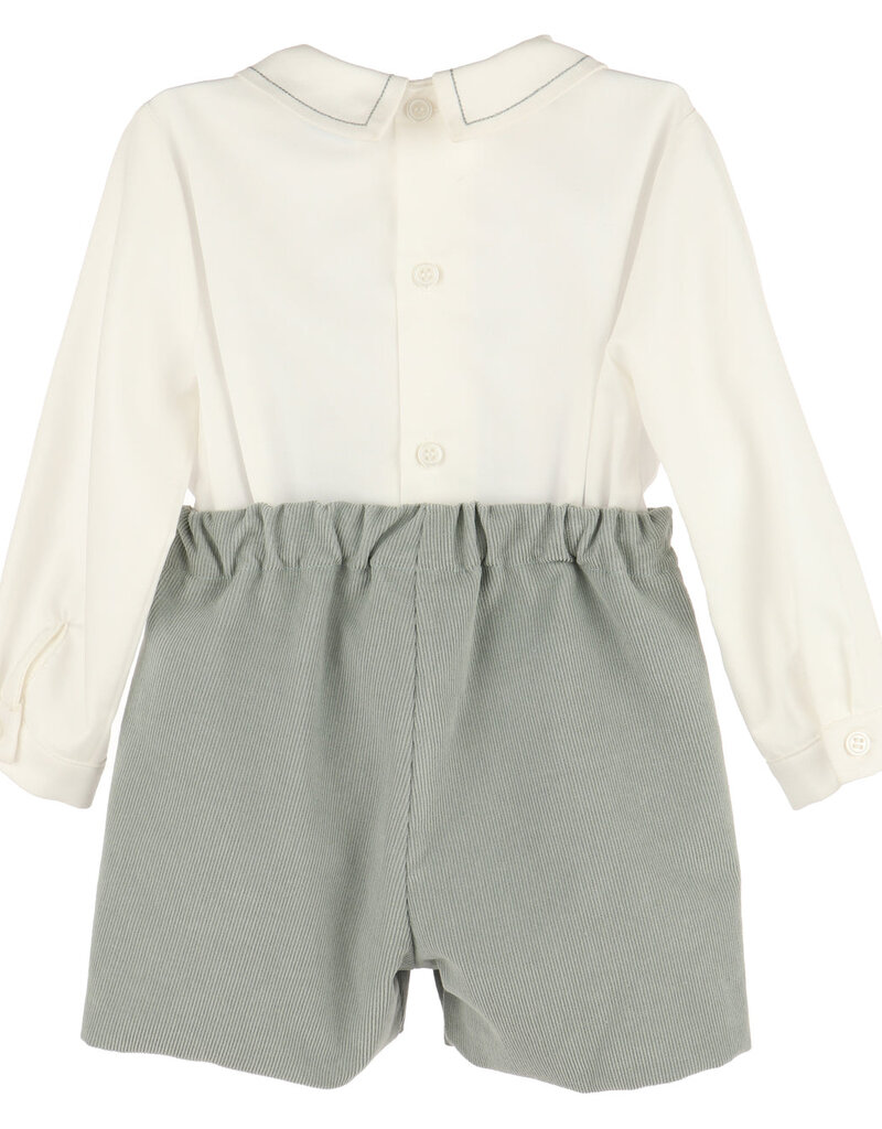 Luli & Me Cozy Green Cord Shortall Set