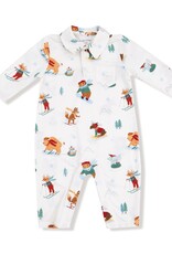 Angel Dear Winter Animal Sports Polo Romper Ivory