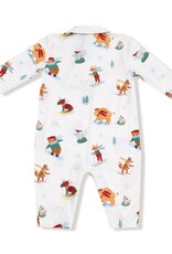 Angel Dear Winter Animal Sports Polo Romper Ivory