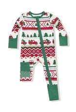 Angel Dear Red Truck Fair Isle 2 Way Zipper Romper