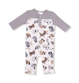 Angel Dear Cozy Pups Romper w/Contrast Sleeves