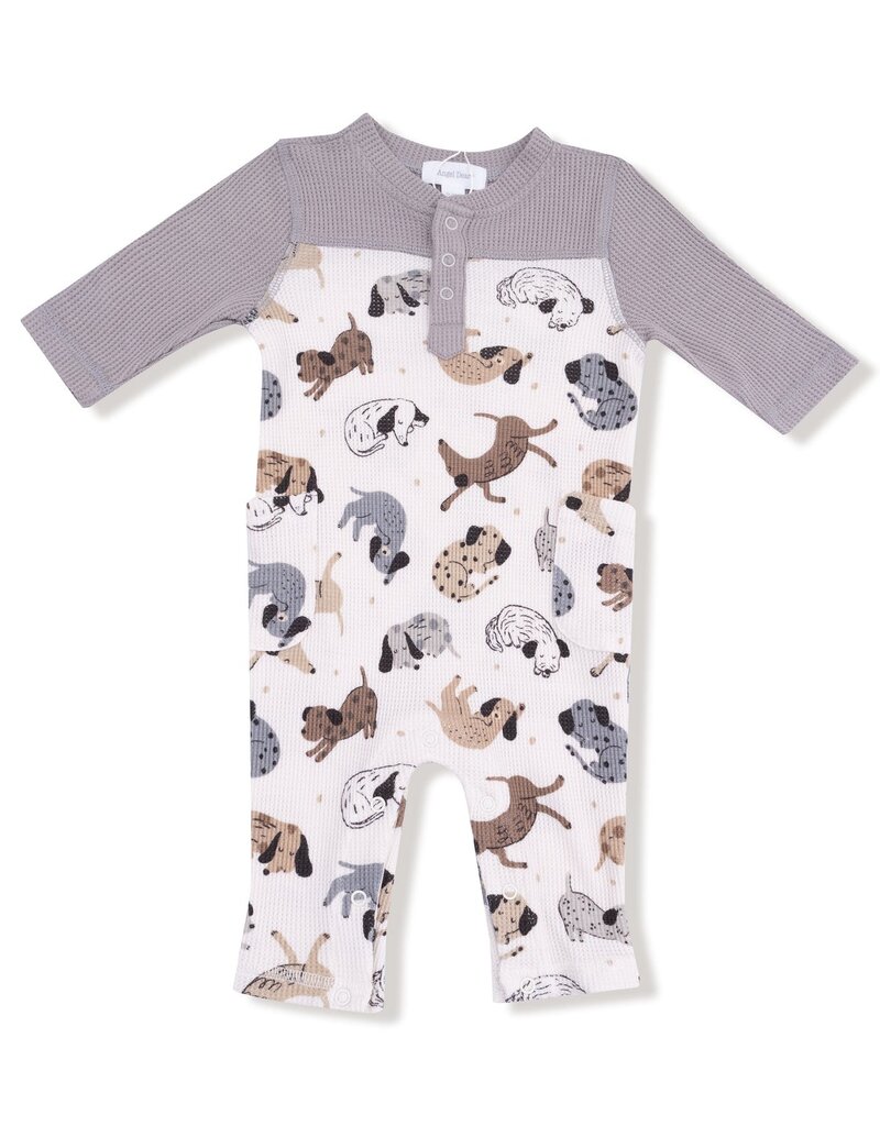 Angel Dear Cozy Pups Romper w/Contrast Sleeves