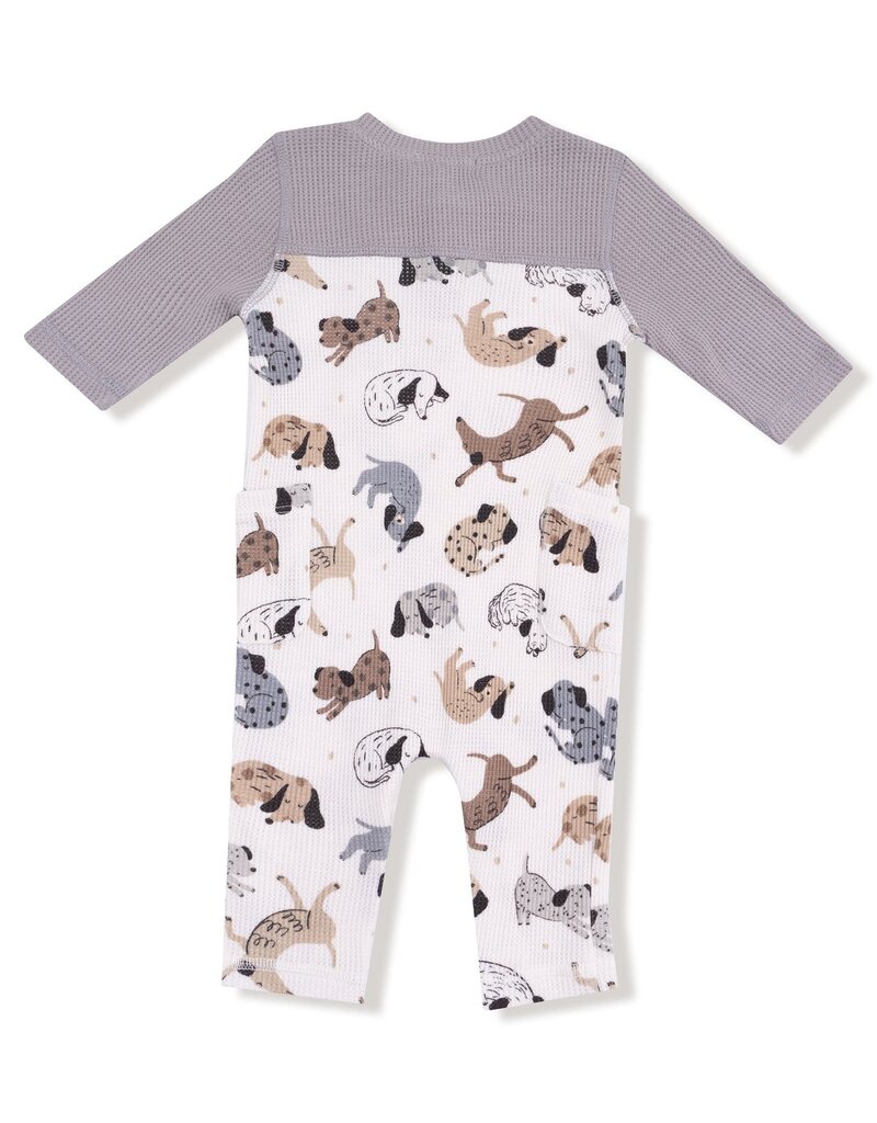Angel Dear Cozy Pups Romper w/Contrast Sleeves
