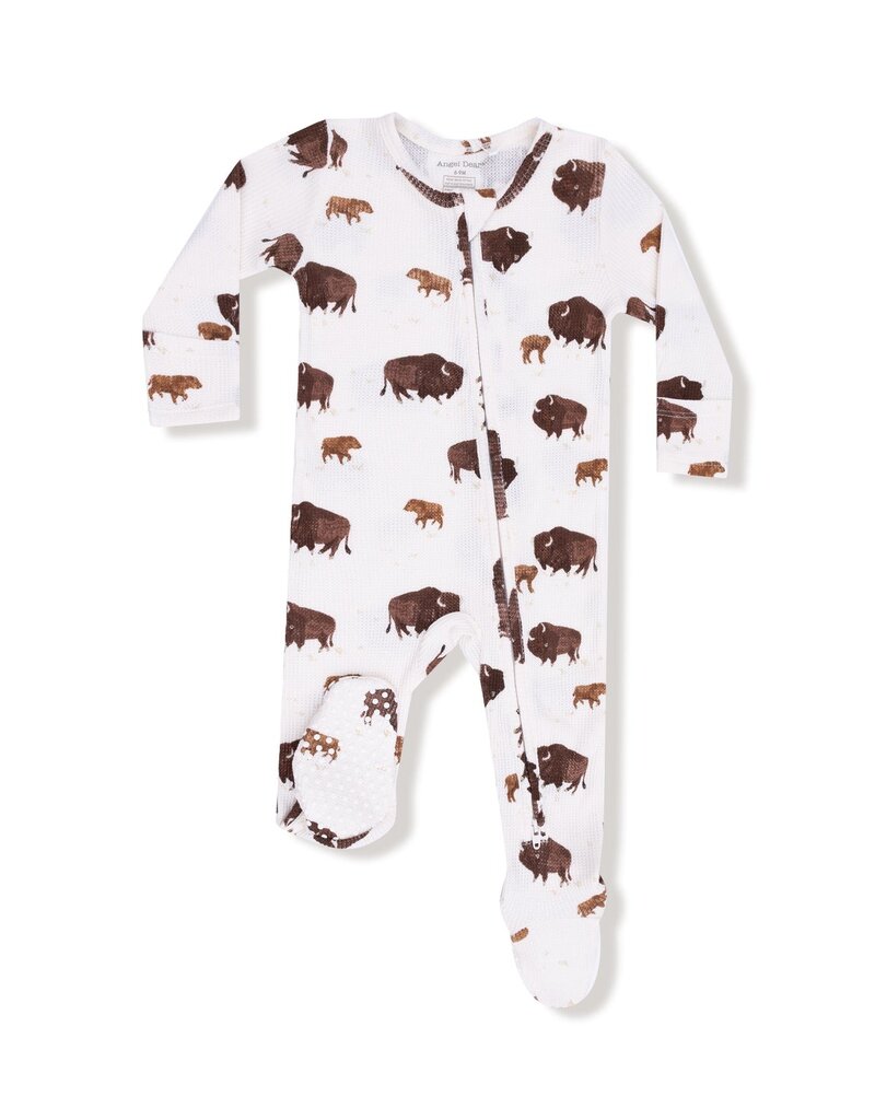 Angel Dear Bison 2 Way Zipper Footie Ivory