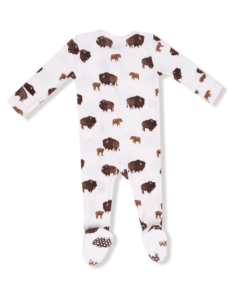 Angel Dear Bison 2 Way Zipper Footie Ivory