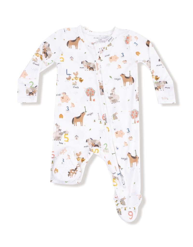 Angel Dear Farm Sounds 2 Way Zipper Footie Lt Red