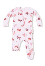Angel Dear Candy Cane Bows 2 Way Zipper Ruffle Back Footie