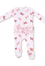 Angel Dear Candy Cane Bows 2 Way Zipper Ruffle Back Footie