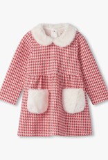 Hatley Kids red houndstooth fun fur trim dress chex red