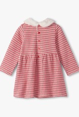 Hatley Kids red houndstooth fun fur trim dress chex red