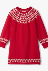 Hatley Kids holiday fair isle swing sweater dress chex red