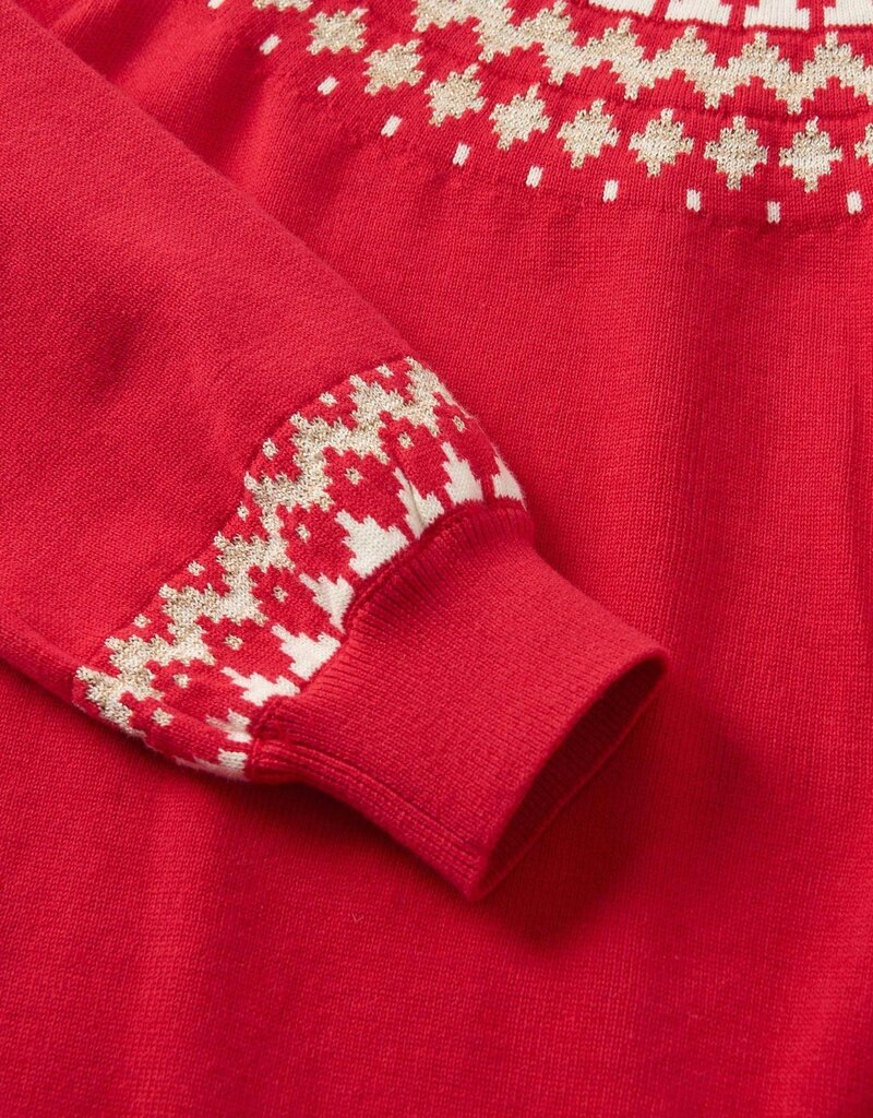 Hatley Kids holiday fair isle swing sweater dress chex red