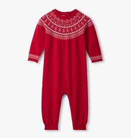 Hatley Kids fair isle sweater romper chex red