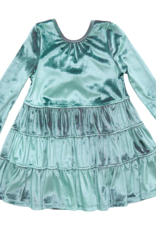 Pink Chicken girls pearl dress - teal velour
