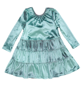 Pink Chicken girls pearl dress - teal velour