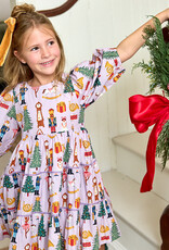 Pink Chicken girls peachy dress - lavender nutcracker