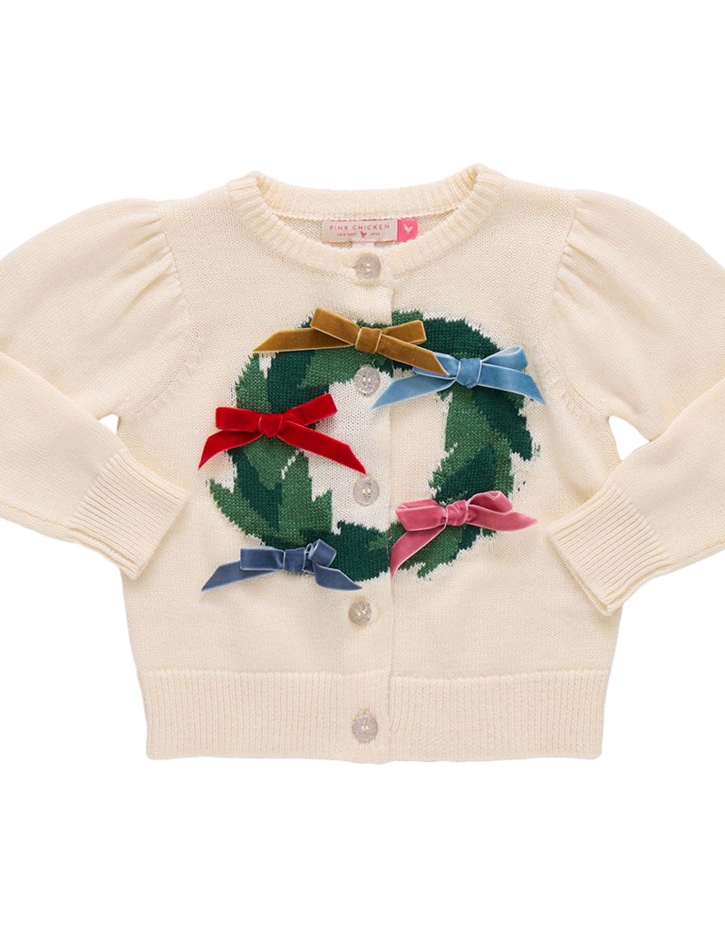 Pink Chicken girls constance sweater - holiday wreath