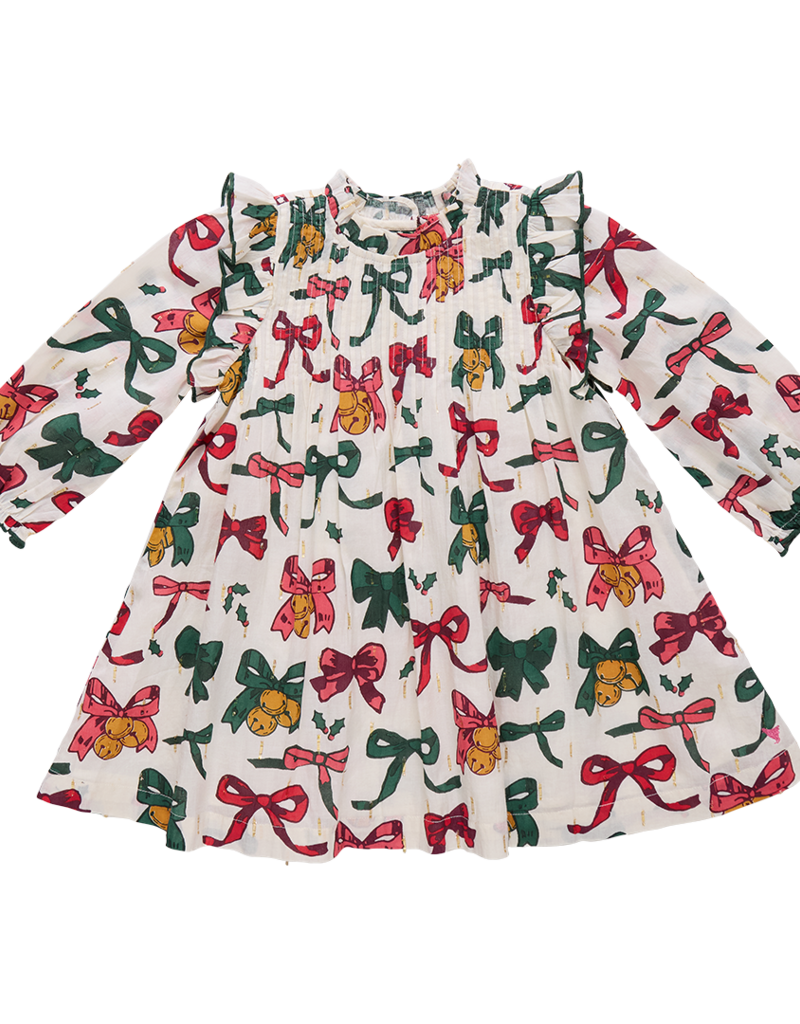 Pink Chicken girls jaipur dress - christmas bows and bells