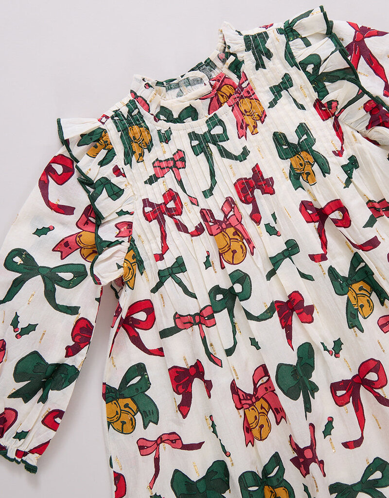 Pink Chicken girls jaipur dress - christmas bows and bells