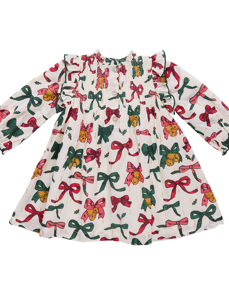 Pink Chicken girls jaipur dress - christmas bows and bells
