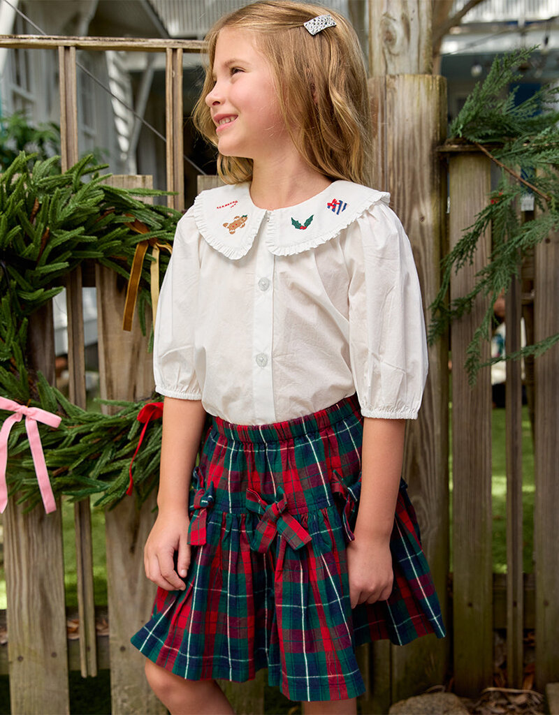 Pink Chicken girls maribelle bow skirt - red tartan