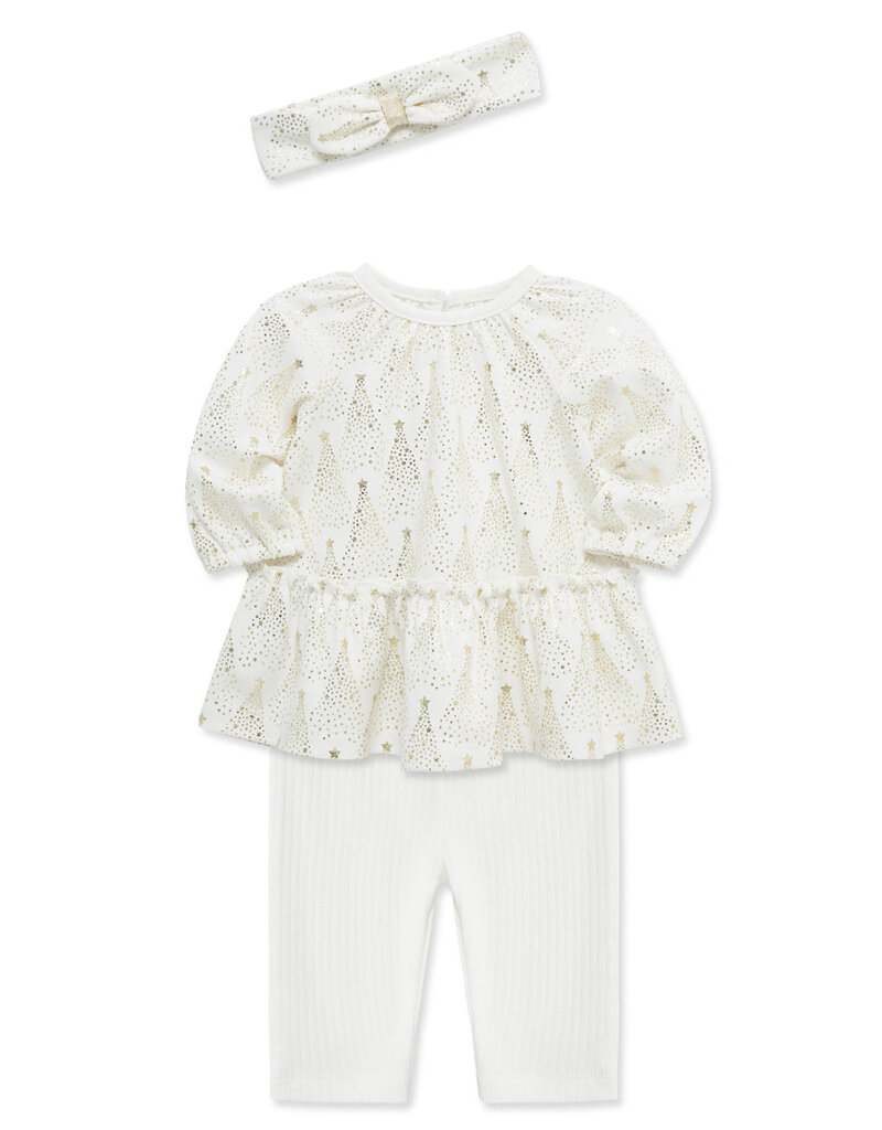 Little Me gold trees tunic set