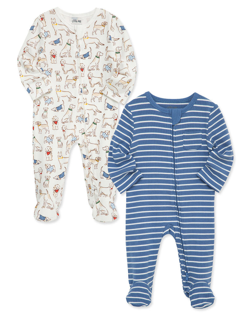Little Me Puppy Parade Footies 2-Pack