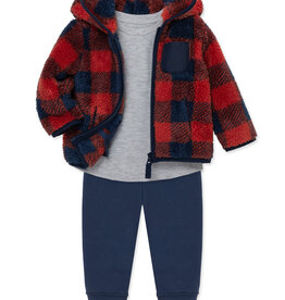 Little Me check 3pc sherpa set