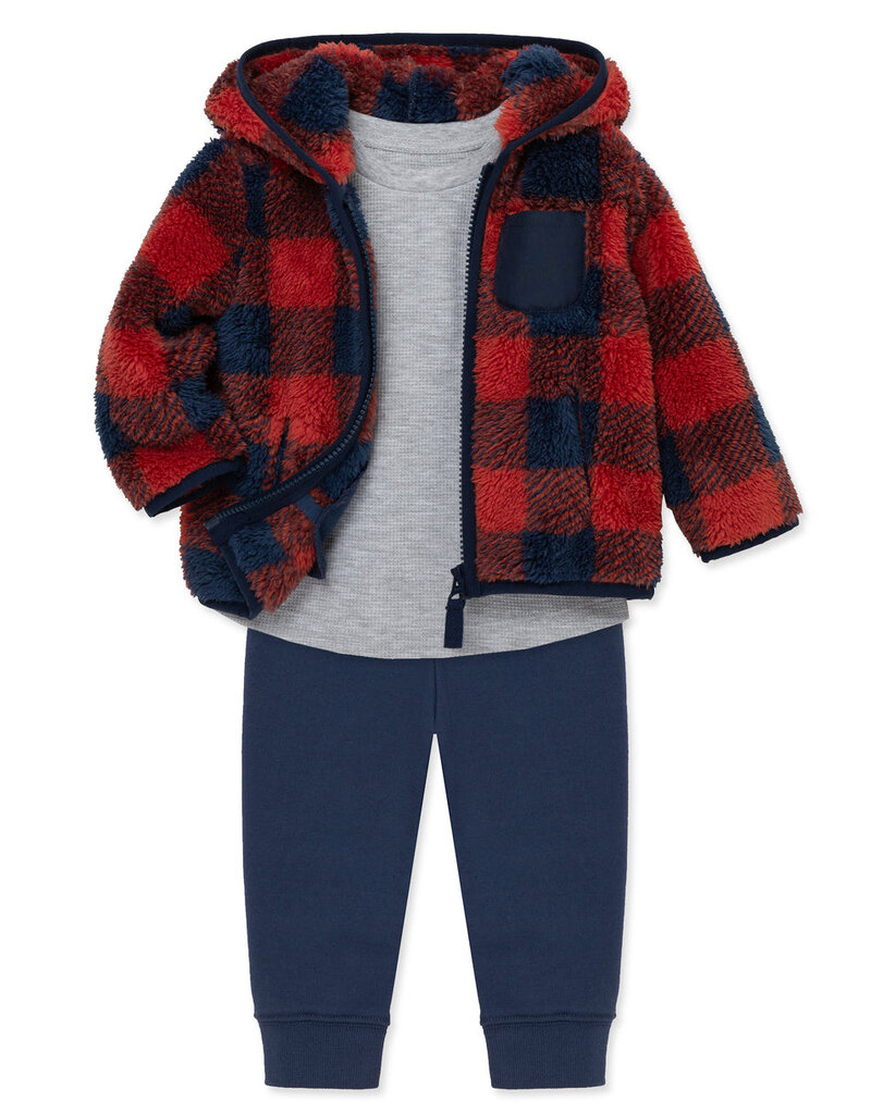 Little Me check 3pc sherpa set