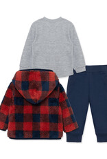 Little Me check 3pc sherpa set