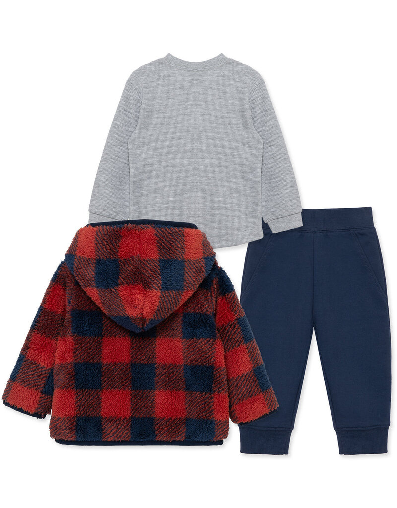Little Me check 3pc sherpa set