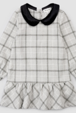 miles the label L/S DRESS WOVEN-LT GREY PLAID