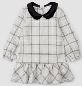 miles the label L/S DRESS WOVEN-LT GREY PLAID