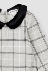 miles the label L/S DRESS WOVEN-LT GREY PLAID