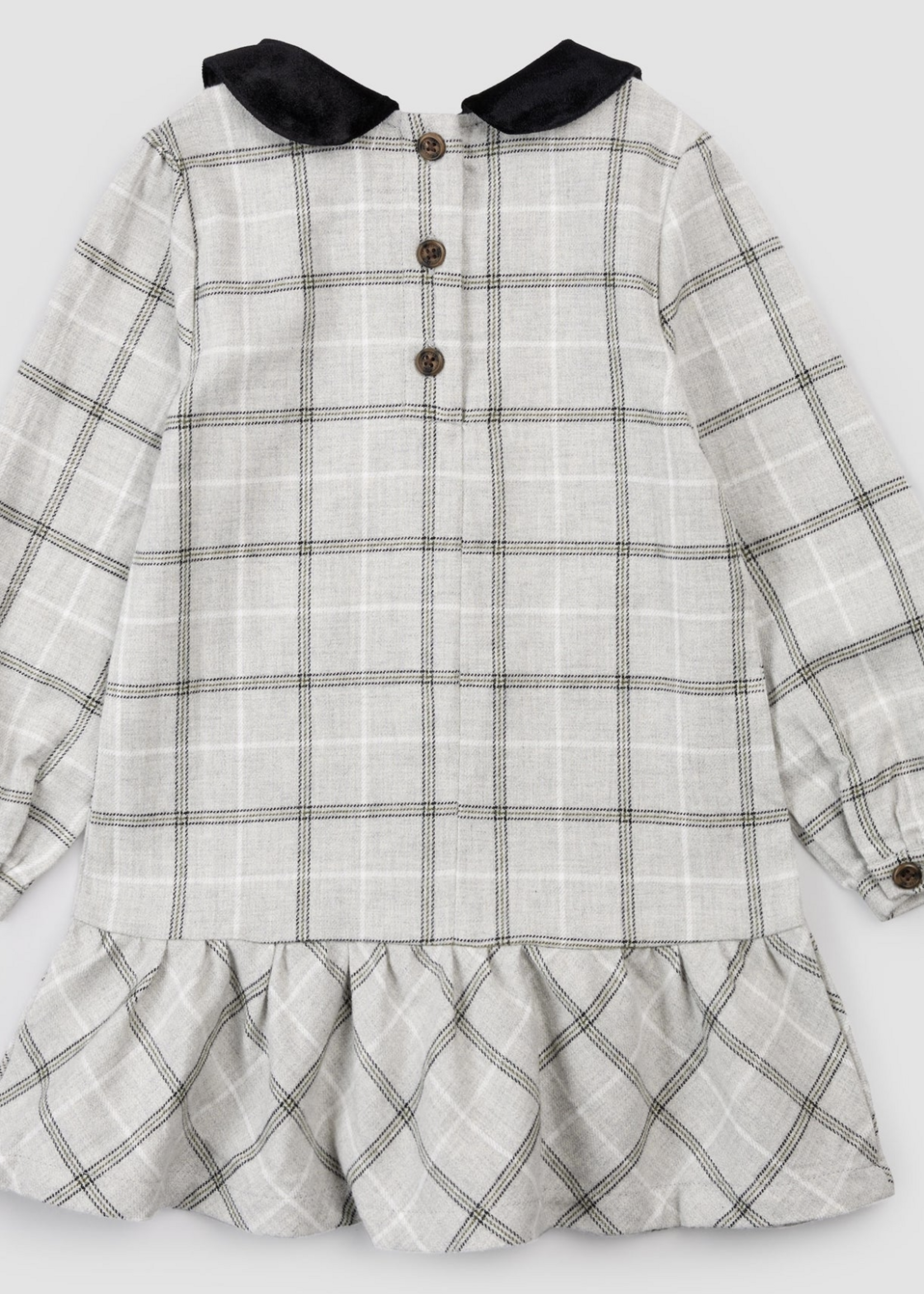 miles the label L/S DRESS WOVEN-LT GREY PLAID