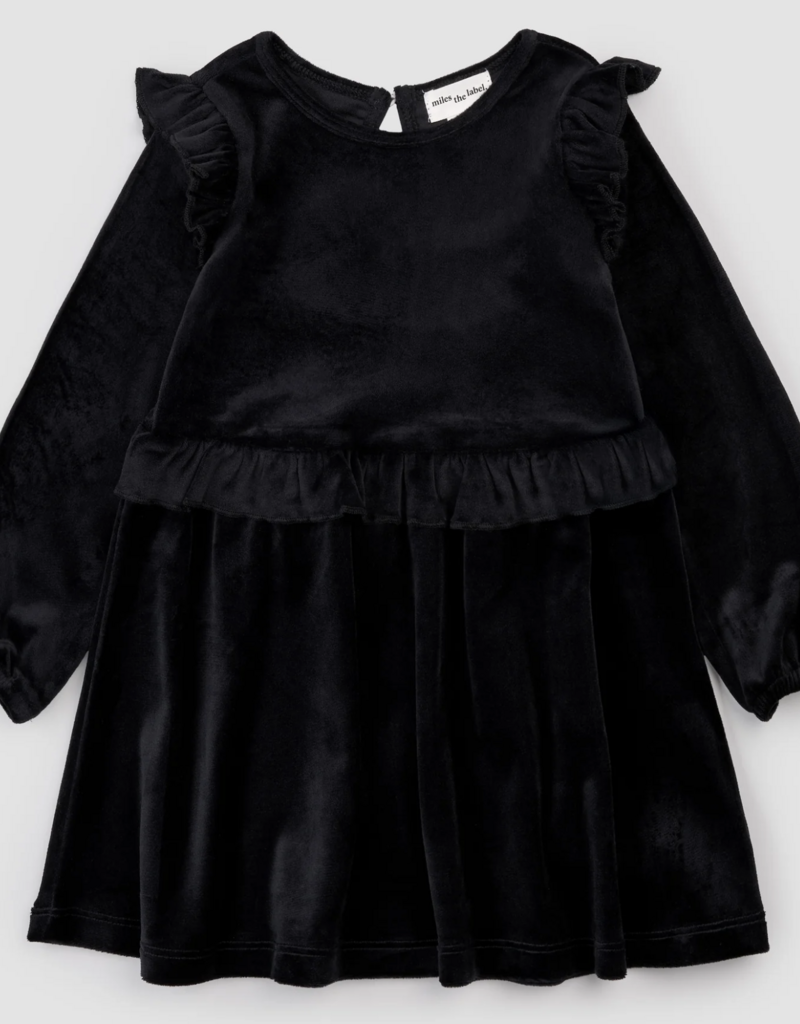 miles the label BLACK L/S VELOUR DRESS KNIT