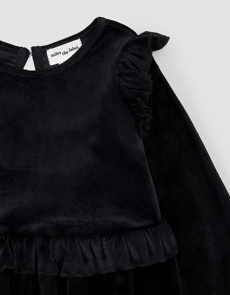 miles the label BLACK L/S VELOUR DRESS KNIT