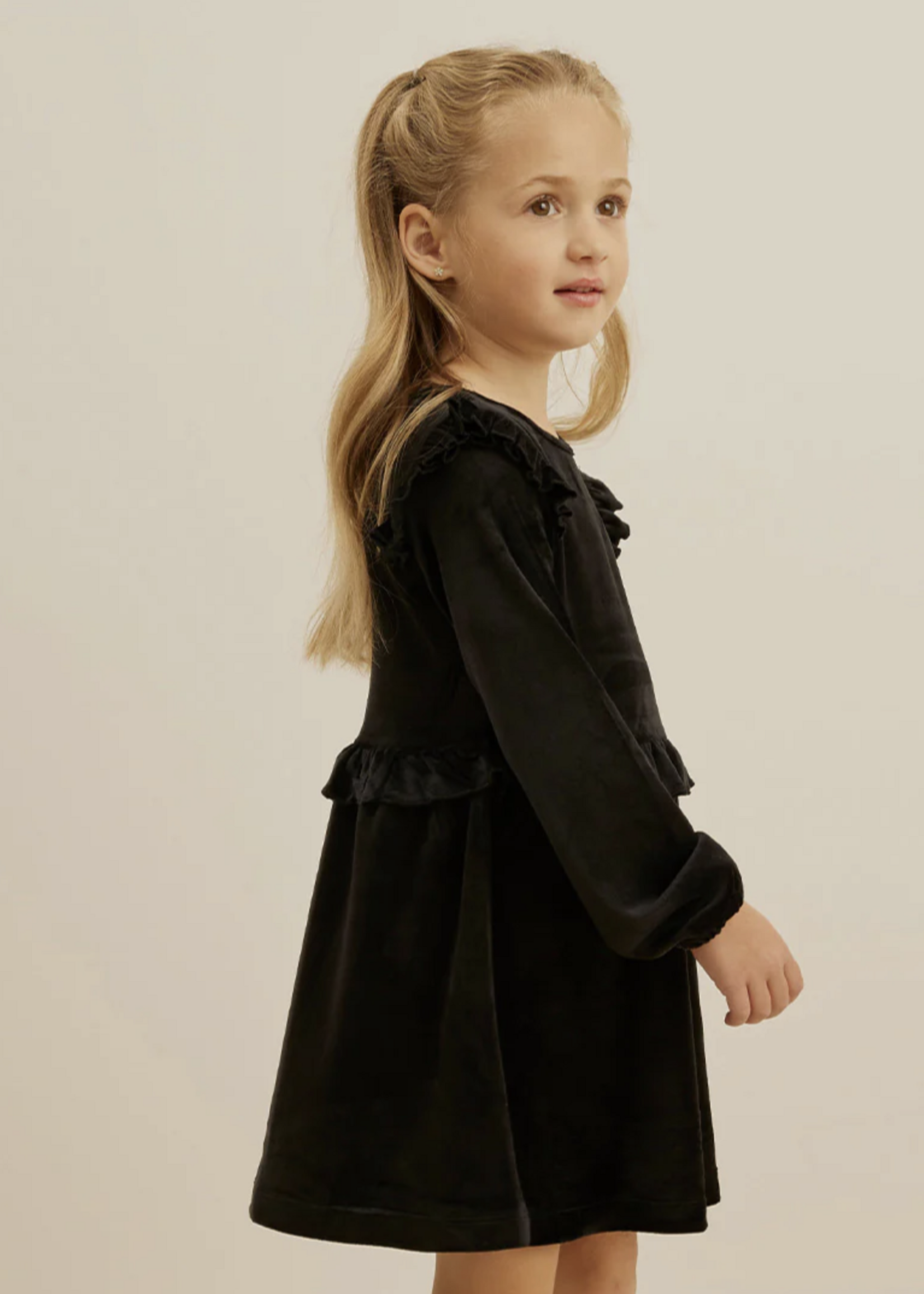 miles the label BLACK L/S VELOUR DRESS KNIT