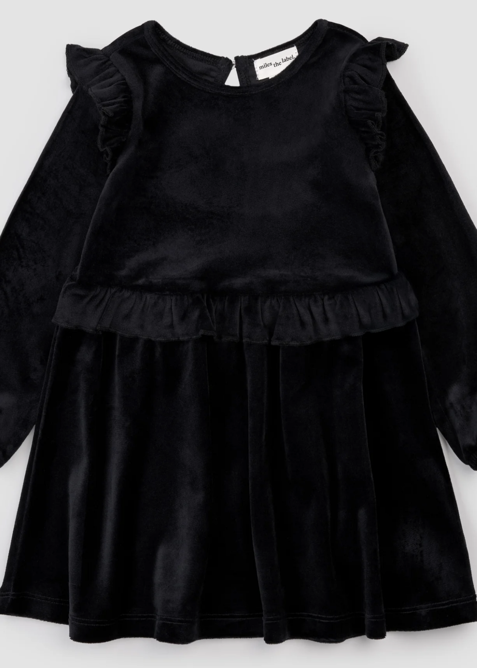miles the label BLACK L/S VELOUR DRESS KNIT