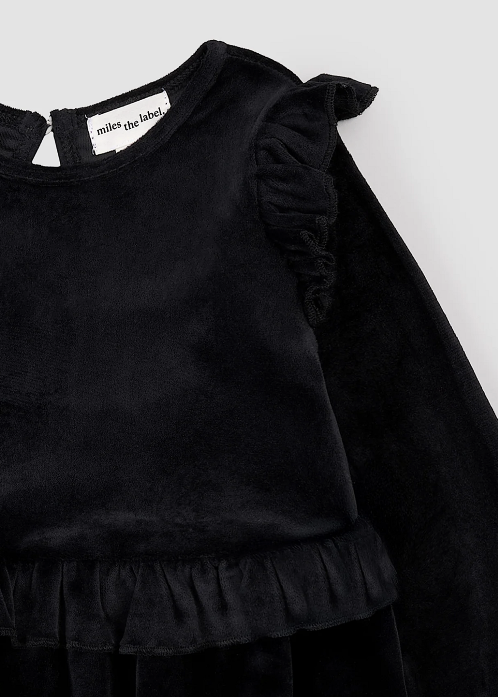 miles the label BLACK L/S VELOUR DRESS KNIT
