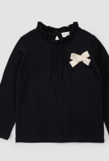 miles the label BLACK L/S TOP KNIT W/BOW