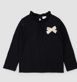 miles the label BLACK L/S TOP KNIT W/BOW