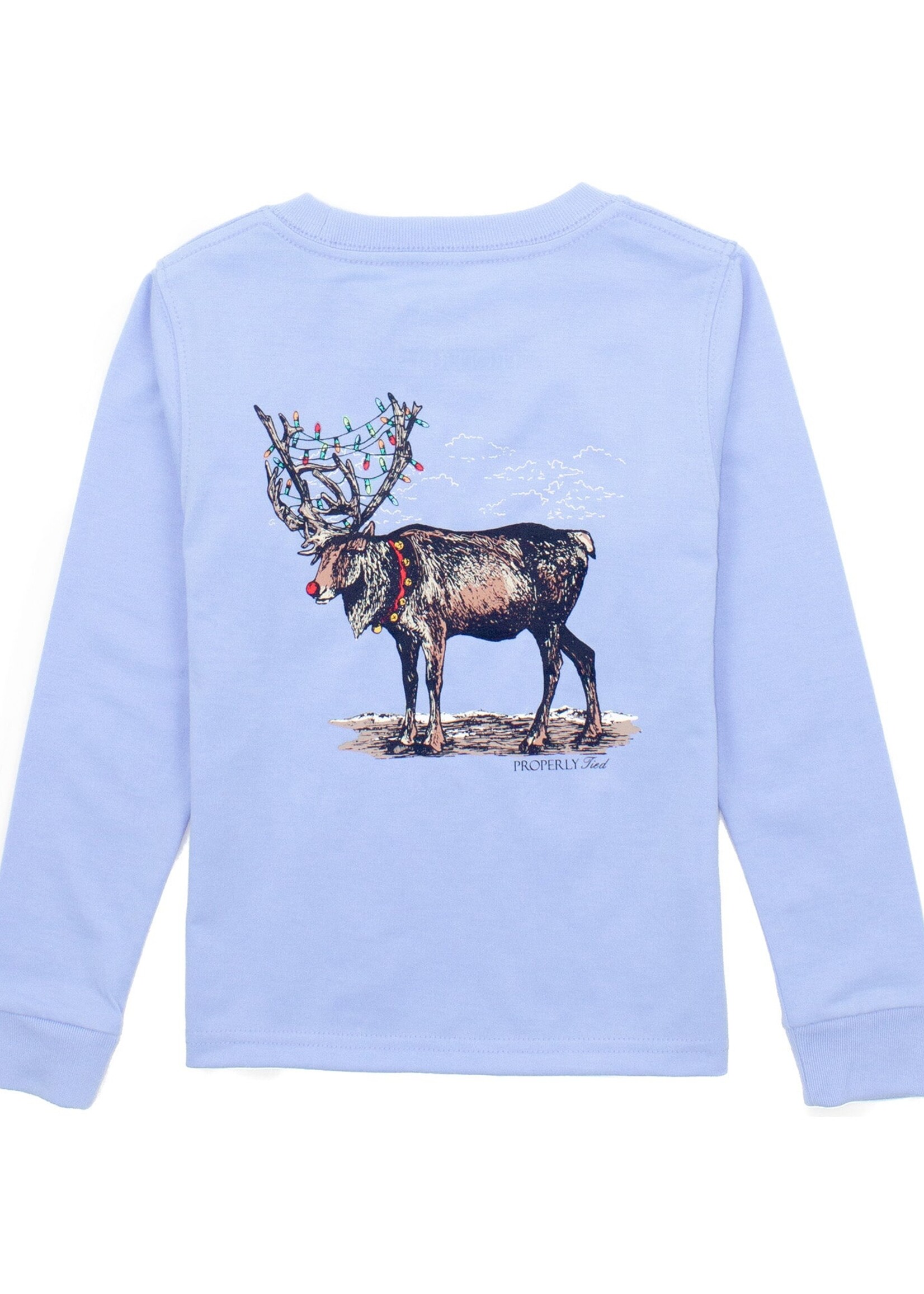 Properly Tied Boys Reindeer L/S Light Blue