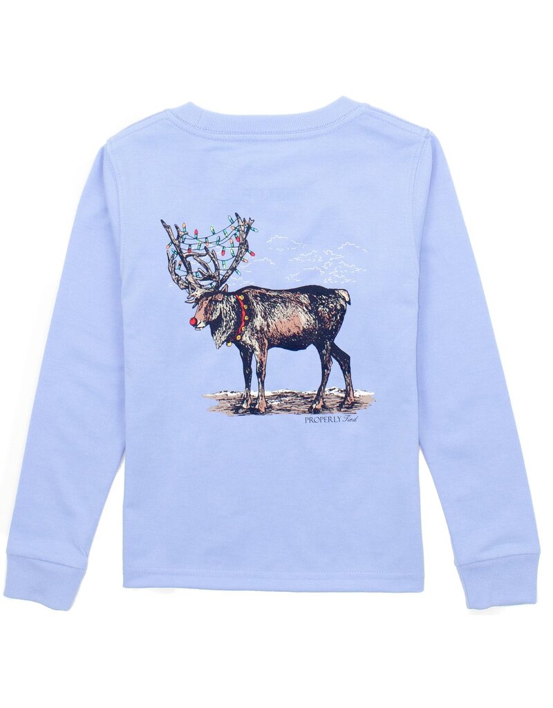 Properly Tied Boys Reindeer L/S Light Blue