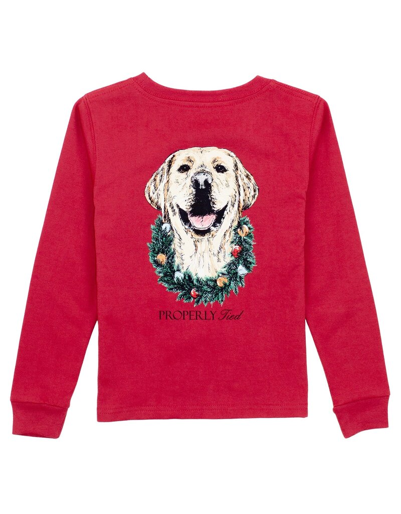 Properly Tied Boys Deck the Paws L/S Cabernet