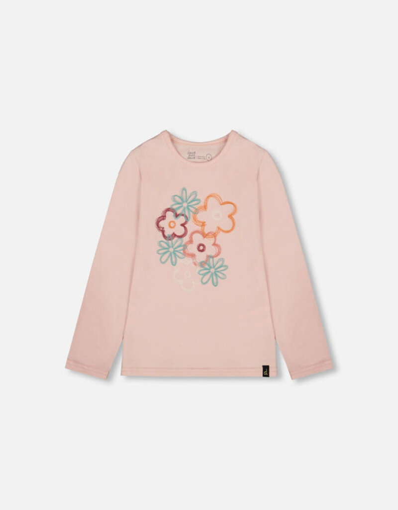 Deux par Deux L/S T-Shirt Light Pink w/Big Flowers