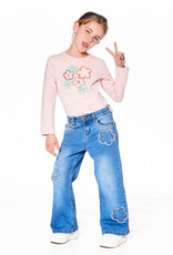 Deux par Deux L/S T-Shirt Light Pink w/Big Flowers